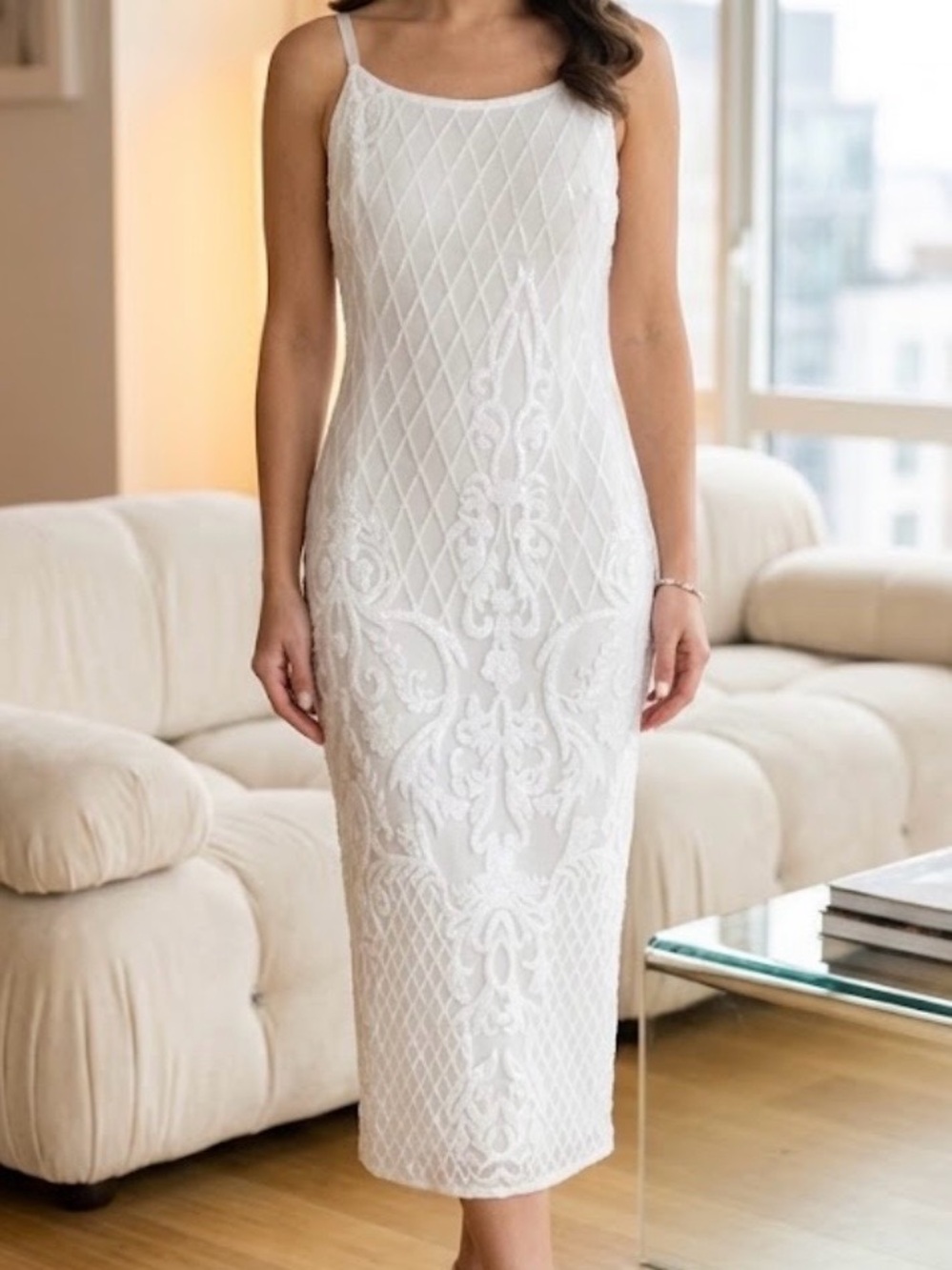 Pretty Little Thing NWT Beaded Midi Dress Sz 4